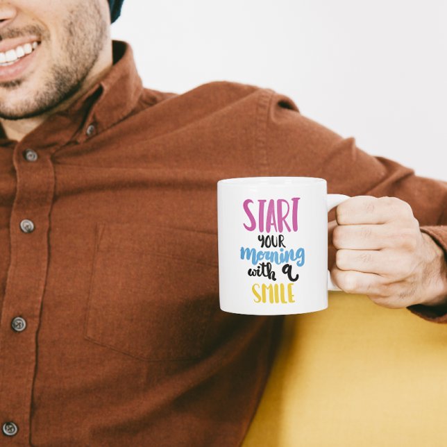 De Café Comece Seu Dia com um Sorriso – Caneca Inspiradora (Criador carregado)