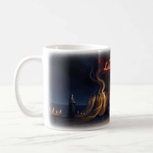 De Café Como uma Oração — Caneca Luz Sagrada Fogo e Graça (Esquerda)