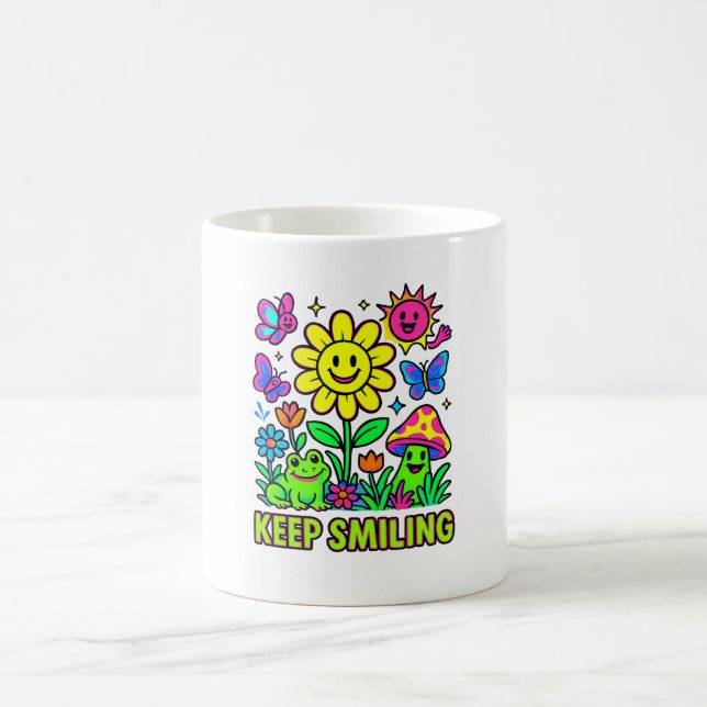 De Café Continue sorrindo feliz caneca da natureza (Centro)