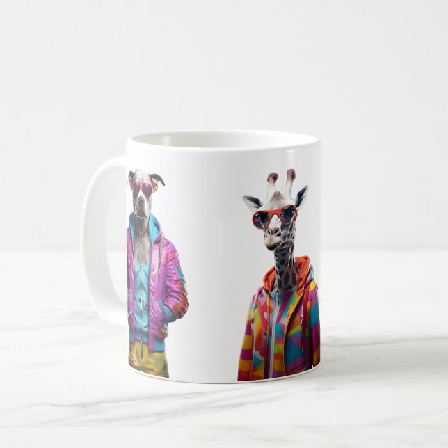 De Café “Cool Crew” – Caneca Colorida do Animal Squad (Frente Esquerda)