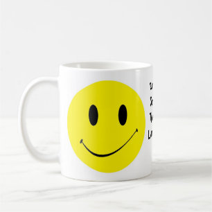 De Café Copo feliz da caneca sorrir forçadamente do