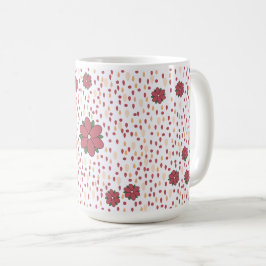 De Café Cor-de-rosa rosa e caneca floral vermelha