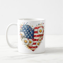 De Café Coração da flor - caneca americana