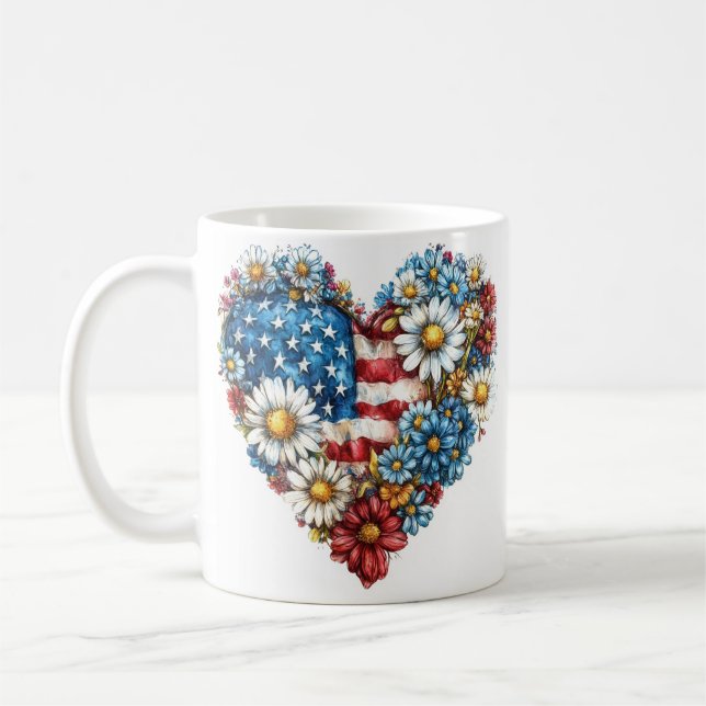 De Café Coração da flor - caneca americana (Esquerda)