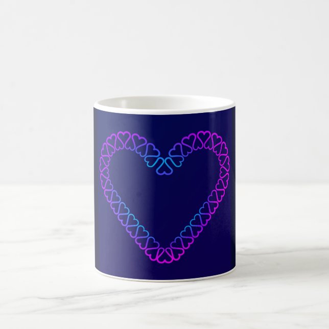 De Café Corações rosa e ciano em caneca (Centro)