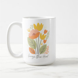 De Café Coragem Caro Coração, Caneca Floral