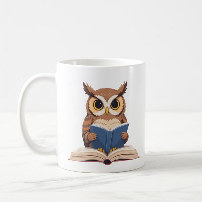 De Café Coruja Sempre Adora Ler, caneca clássica (Esquerda)