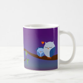De Café Corujas sonolentos azuis caneca personalizada