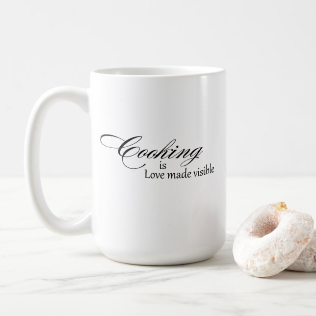 De Café Cozinhar É Amor Feita Uma Caneca Visível (Com Donut)