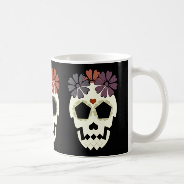 De Café Crânio com caneca das flores (Direita)