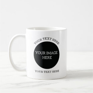 De Café Crie seu próprio caneca - 2 imagens redondas e tex