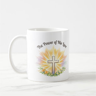 De Café Cruz da Páscoa com Flores - Caneca Cristã Editável