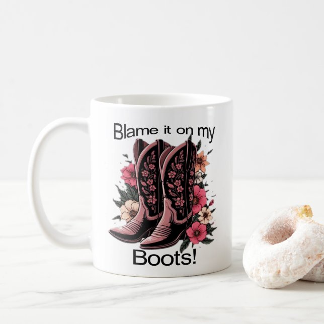 De Café Culpe-o nas minhas botas, caneca divertida! (Com Donut)