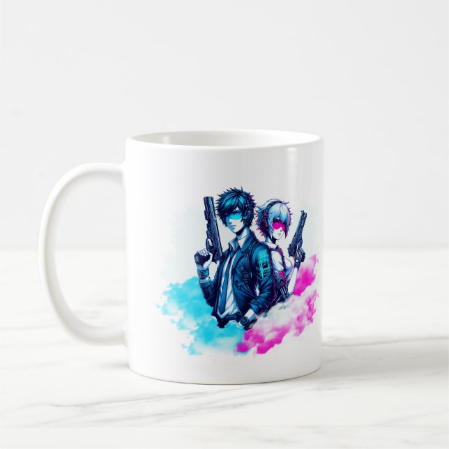 De Café Cyberpunk Rebels - Neon Duo com a caneca Blasters (Esquerda)