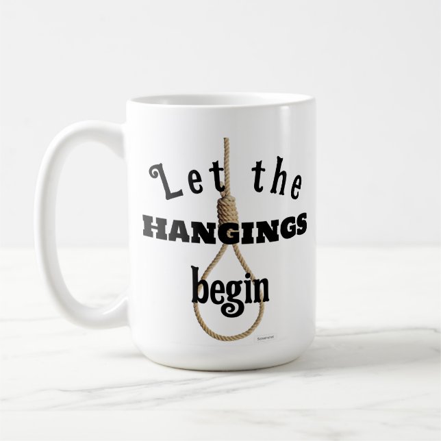 De Café Deixe as Penduras começarem caneca temática (Esquerda)