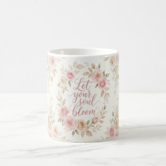 De Café Deixe Sua Alma Florescer Caneca Floral – Aquarela