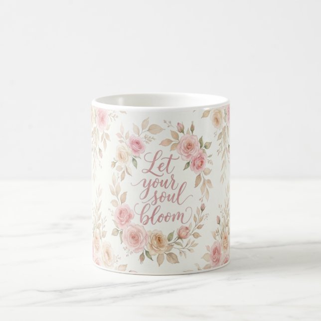 De Café Deixe Sua Alma Florescer Caneca Floral – Aquarela  (Centro)