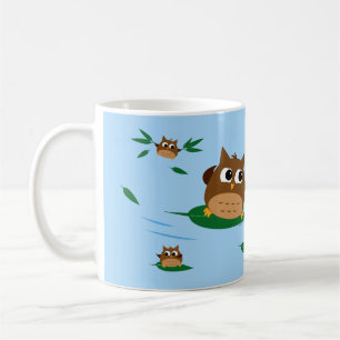 De Café Design do surf da folha da coruja - caneca