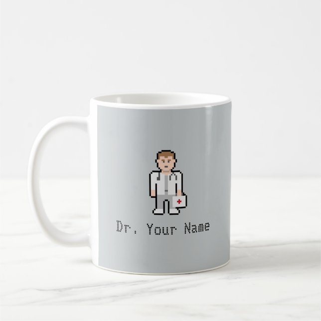 De Café Doutor feito sob encomenda Caneca do pixel (Esquerda)