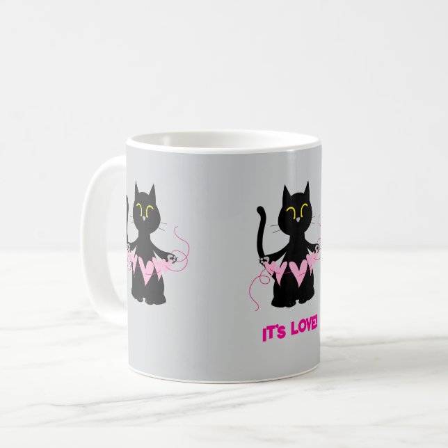 De Café É AMOR! Caneca Negra Engraçada (Frente Esquerda)