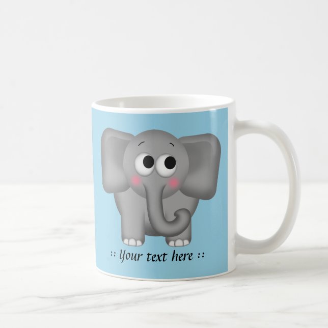 De Café Elefante adorável - caneca personalizada azul (Direita)