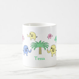 De Café Elefantes e caneca Pastel da palmeira