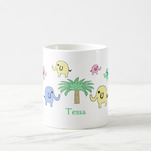 De Café Elefantes e caneca Pastel da palmeira