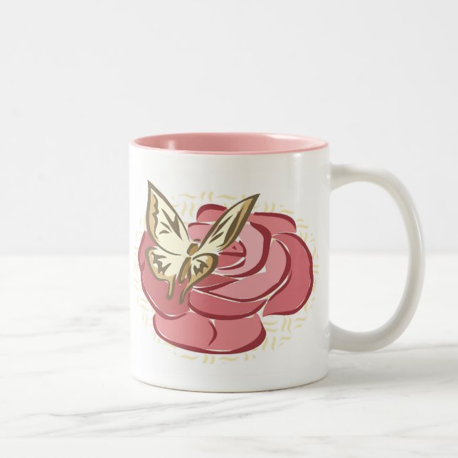 De Café Em Dois Tons A borboleta & aumentou - caneca (Direita)