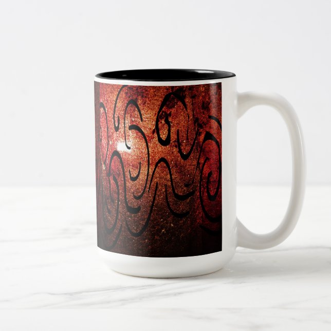 De Café Em Dois Tons A caneca abstrata do âmbar! (Direita)