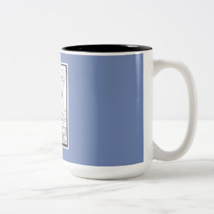 De Café Em Dois Tons A caneca bonita do presente com japonês tirado m