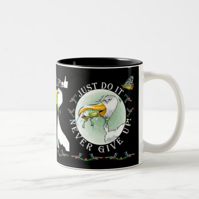De Café Em Dois Tons A caneca inspirador - apenas a faça - nunca dá (Direita)