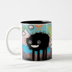 De Café Em Dois Tons a caneca preta do monstro