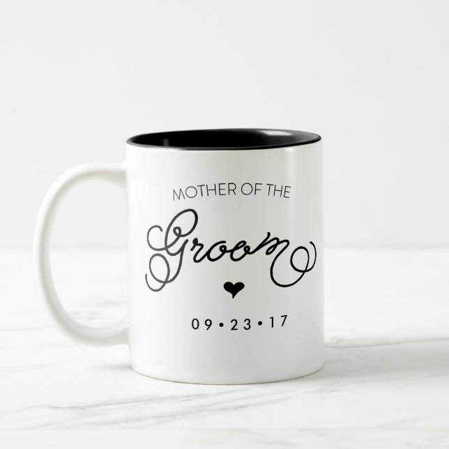 De Café Em Dois Tons A mãe da caneca do noivo personaliza sua data (Esquerda)