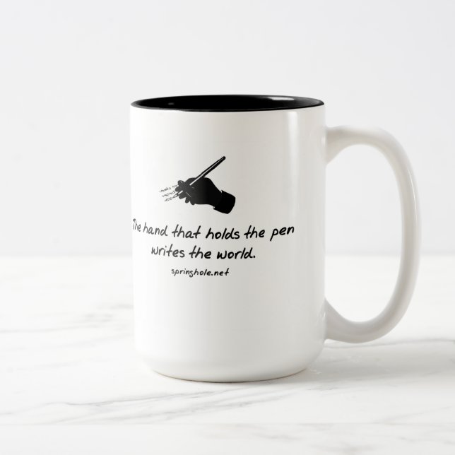 De Café Em Dois Tons A mão que guardara a caneca da caneta (Direita)