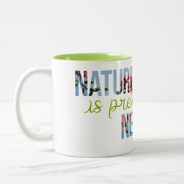 De Café Em Dois Tons A "natureza é" caneca interior verde pura bonito (Esquerda)