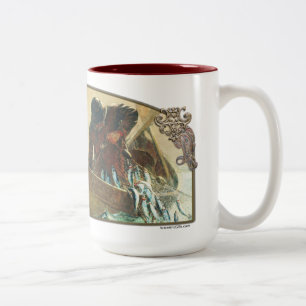 De Café Em Dois Tons A rede dos arenques - 15oz cerâmico. Caneca