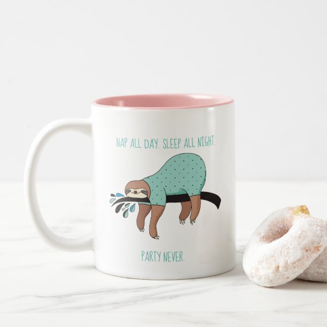 De Café Em Dois Tons A sesta o dia inteiro, dorme toda a noite caneca (Com Donut)