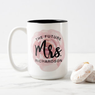 De Café Em Dois Tons A Sra. futura Aguarela Floral Caneca
