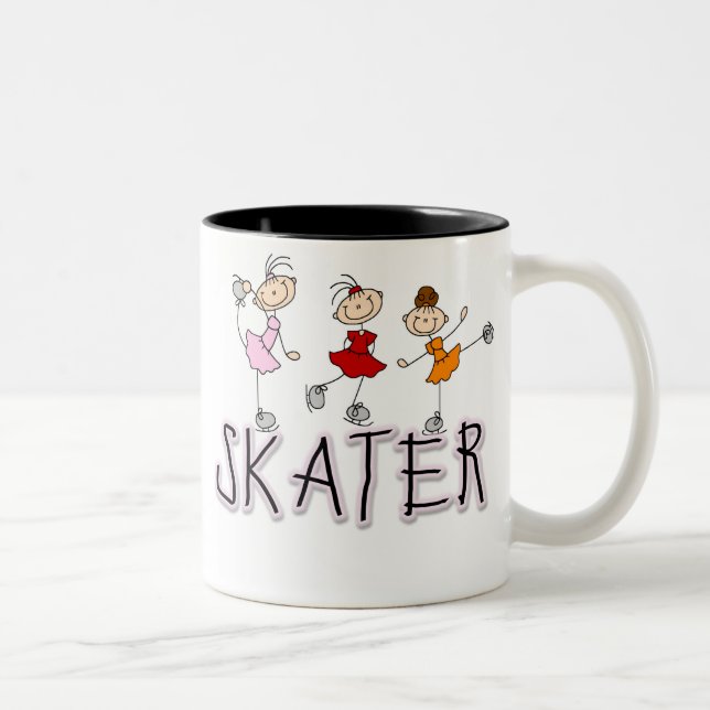 De Café Em Dois Tons A vara da menina do patinador figura a caneca (Direita)
