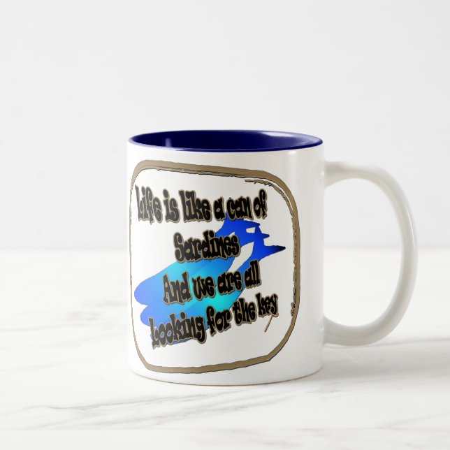 De Café Em Dois Tons A vida é como uma lata das sardinhas… Caneca (Direita)