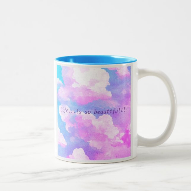 De Café Em Dois Tons A Vida É Tão Bela Caneca - Céu Azul-Céu (Direita)