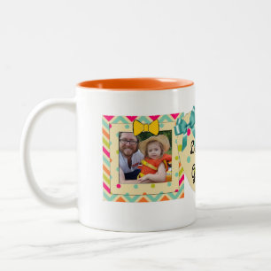 De Café Em Dois Tons "Ame-o laranja, cerceta & amarelo da caneca da