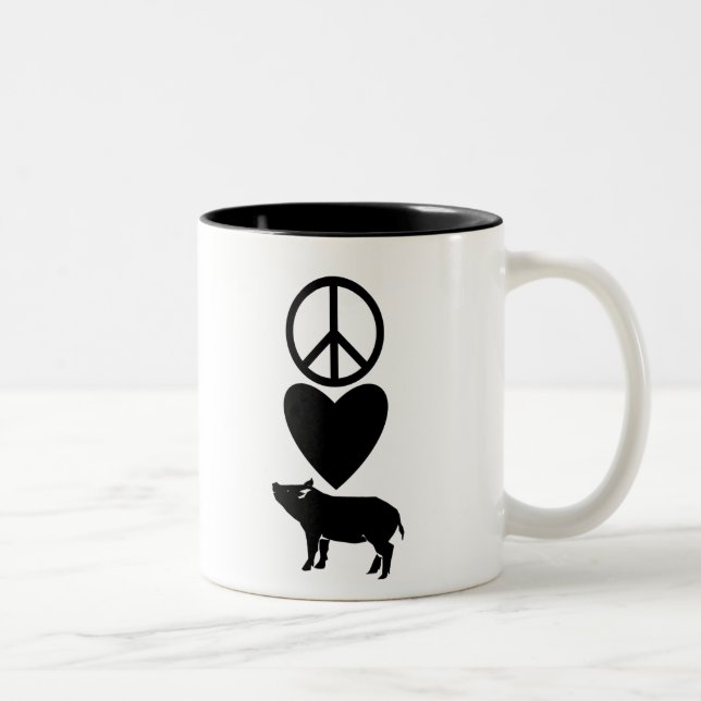De Café Em Dois Tons Amor da paz & caneca dos porcos (Direita)