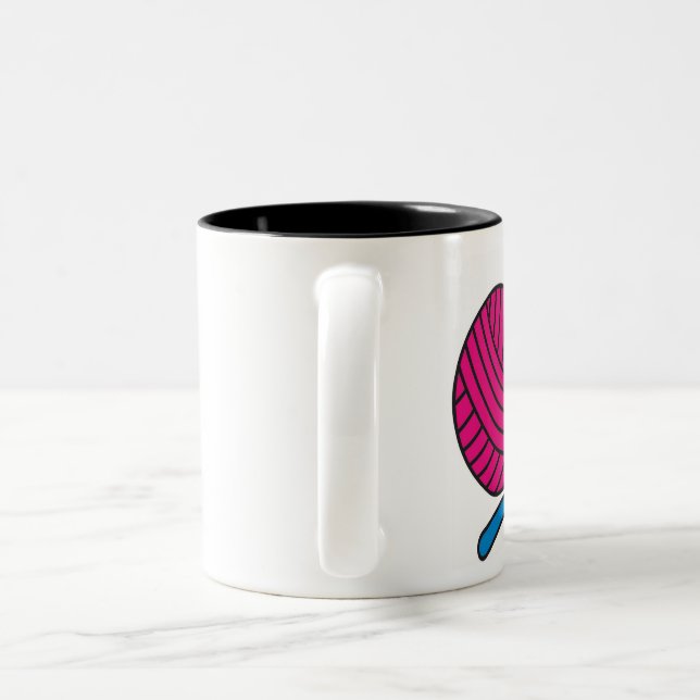 De Café Em Dois Tons Amor do fio - caneca do Crochet (Alça)