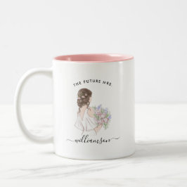 De Café Em Dois Tons Aquarela Futuro Nome da Sra. Noiva | Caneca Monogr