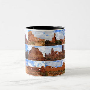 De Café Em Dois Tons Arcos parque nacional, Utá, caneca da colagem