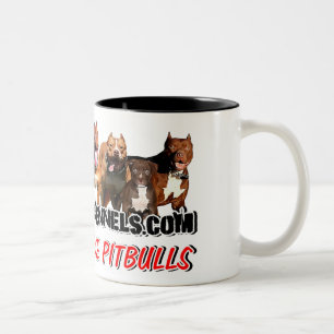 DE CAFÉ EM DOIS TONS AUMENTANDO A CANECA VERMELHA DO NARIZ PITBULL DOS