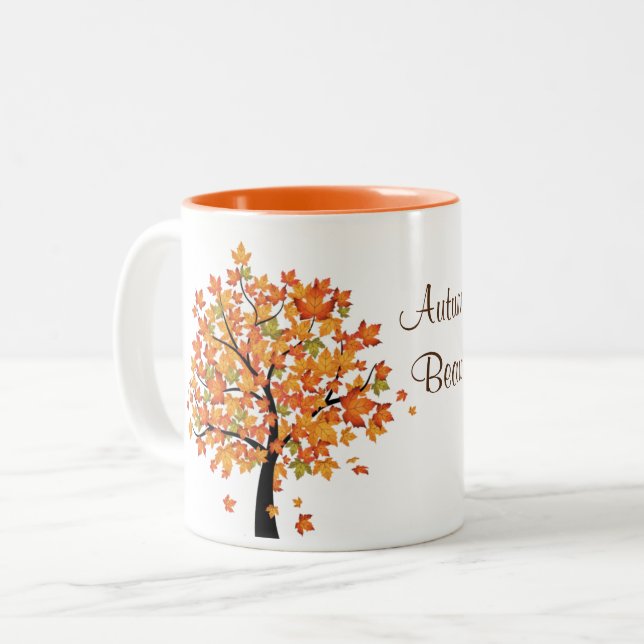 De Café Em Dois Tons Autumn É Uma Linda Caneca (Frente Esquerda)