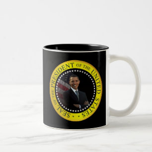 De Café Em Dois Tons Barack Obama - caneca presidencial do selo