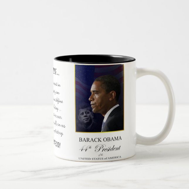 De Café Em Dois Tons Barack Obama com John F. Kennedy - caneca (Direita)